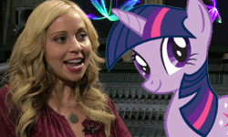 Size: 500x300 | Tagged: safe, twilight sparkle, human, g4, cardboard twilight, gif, i know that voice, irl, irl human, non-animated gif, photo, ponies in real life, stock vector, tara strong, youtube link