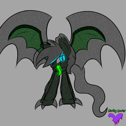 Size: 700x700 | Tagged: safe, artist:askhypnoswirl, oc, oc only, oc:maraco arco, bat pony, dragon, ghost, pony, glowing eyes, glowing tongue, possessed, solo, spirit, tongue out