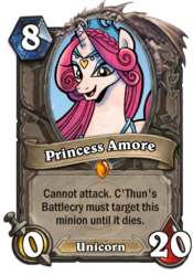 Size: 400x573 | Tagged: safe, idw, princess amore, g4, journal of the two sisters, card, female, hearthstone, meta, solo, warcraft