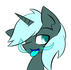 Size: 851x839 | Tagged: safe, artist:askhypnoswirl, oc, oc only, oc:zarkhan, pony, unicorn, frost breath, smiling, solo, tongue out