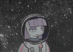 Size: 1360x961 | Tagged: safe, artist:grinwild, maud pie, g4, animated, astronaut, cosmonaut, error, female, glitch, solo, space, spacesuit, stars