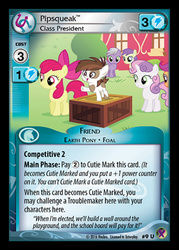 Size: 344x480 | Tagged: safe, apple bloom, pipsqueak, scootaloo, crusaders of the lost mark, g4, card, ccg, donald trump, enterplay, marks in time, merchandise