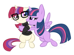 Size: 800x600 | Tagged: safe, artist:sweettots, moondancer, twilight sparkle, alicorn, pony, g4, missing cutie mark, simple background, transparent background, twilight sparkle (alicorn)