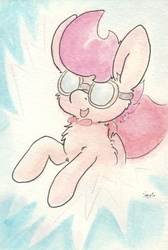 Size: 683x1019 | Tagged: safe, artist:slightlyshade, scootaloo, g4, female, goggles, solo, traditional art