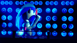 Size: 1920x1080 | Tagged: safe, artist:stormyscratch, dj pon-3, vinyl scratch, pony, unicorn, g4, 3d, female, glowing, glowstick, hooves, horn, mare, mixer, mixing console, poster, solo, source filmmaker, speaker, sunglasses