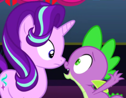 Size: 860x670 | Tagged: safe, edit, edited screencap, screencap, spike, starlight glimmer, a hearth's warming tail, g4, cropped