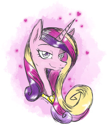 Size: 874x1030 | Tagged: safe, artist:rangaku, princess cadance, g4, bust, female, heart, portrait, solo