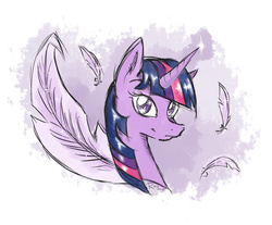 Size: 1316x1092 | Tagged: safe, artist:rangaku, twilight sparkle, alicorn, pony, g4, bust, feather, female, portrait, solo, twilight sparkle (alicorn)