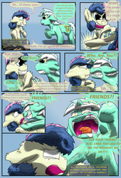 Size: 1600x2359 | Tagged: safe, artist:firefanatic, bon bon, lyra heartstrings, sweetie drops, human, comic:agents of hoo-men, g4, angry, crying, dialogue, lyra is not amused, scrunchy face, secret agent sweetie drops, what is hoo-man