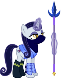 Size: 4262x5450 | Tagged: safe, artist:osipush, moonlight raven, pony, unicorn, g4, absurd resolution, armor, clothes, female, heroes of might and magic, inkscape, magic, mare, ponies of flight and magic, simple background, solo, transparent background, vector, weapon