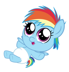 Size: 2864x3000 | Tagged: safe, artist:sollace, rainbow dash, pony, g4, baby, baby dash, baby pony, cute, dashabetes, diaper, female, foal, high res, show accurate, simple background, solo, transparent background, vector, weapons-grade cute