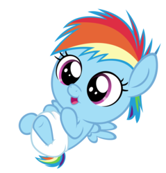 Size: 2864x3000 | Tagged: safe, artist:sollace, rainbow dash, pony, g4, baby, baby dash, baby pony, cute, diaper, female, foal, high res, show accurate, simple background, solo, transparent background, vector, weapons-grade cute
