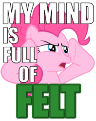 Size: 3000x3800 | Tagged: safe, artist:madthemike, pinkie pie, earth pony, pony, a friend in deed, g4, felt, female, image macro, meme, solo