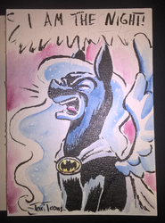 Size: 518x700 | Tagged: safe, artist:taritoons, princess luna, g4, batman, batmare, comic salon erlangen, crossover, dc comics, female, i am the night, solo, traditional art