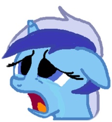 Size: 418x454 | Tagged: safe, artist:dronapon3, minuette, pony, unicorn, g4, crying colgate, female, solo