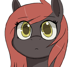 Size: 1400x1300 | Tagged: safe, artist:hypno, oc, oc only, oc:scarlet berry, bust, head only, portrait, red mane, solo, yellow eyes