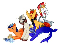 Size: 2000x1514 | Tagged: safe, artist:xwhitedreamsx, oc, oc only, oc:britannia, original species, shark pony, group