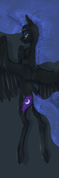 Size: 420x1260 | Tagged: safe, artist:madhotaru, nightmare moon, alicorn, pony, g4, bedroom eyes, female, looking at you, looking back, looking back at you, mare, solo