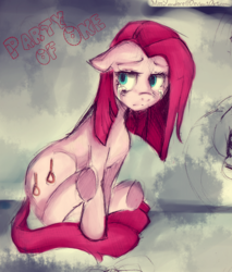 Size: 1307x1531 | Tagged: safe, artist:missyandere, pinkie pie, earth pony, pony, g4, alternate cutie mark, crying, female, floppy ears, mare, noose, pinkamena diane pie, sad, solo