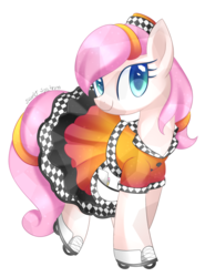 Size: 1685x2282 | Tagged: safe, artist:scarlet-spectrum, oc, oc only, oc:crystal rose, crystal pony, pony, clothes, dress, hat, roller skates, simple background, solo, transparent background