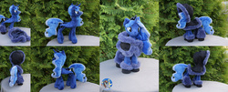 Size: 2480x1000 | Tagged: safe, artist:essorille, princess luna, g4, boots, clothes, coat, irl, photo, plushie, solo, winter outfit