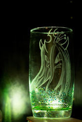 Size: 1024x1536 | Tagged: safe, artist:rtryart, queen chrysalis, g4, craft, engraving, glass, irl, photo, solo