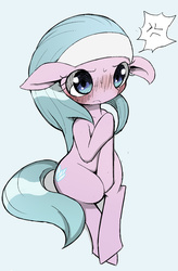 Size: 1054x1607 | Tagged: safe, artist:ccc, aloe, earth pony, pony, g4, blushing, covering, cute, embarrassed, female, mare, solo, tsundere, unamused