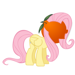 Size: 1000x1000 | Tagged: safe, artist:plshateme, fluttershy, g4, flutterrange, food, inanimate tf, orange, orangified, transformation