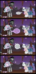 Size: 974x2000 | Tagged: safe, artist:mlp-silver-quill, idw, king sombra, maud pie, radiant hope, rarity, crystal pony, pony, g4, spoiler:comicff29, cave, comic, dark comedy, female, frown, male, open mouth, reformed sombra, ship:hopebra, shipping, straight, wide eyes