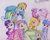 Size: 1200x952 | Tagged: safe, artist:marta4708, applejack, fluttershy, pinkie pie, rainbow dash, rarity, spike, twilight sparkle, g4, my little pony: friendship is magic, the best night ever, clothes, dress, gala dress, mane seven, mane six, traditional art