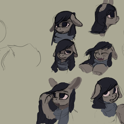 Size: 1280x1280 | Tagged: safe, artist:erijt, oc, oc only, oc:sable, expressions, floppy ears, sketch