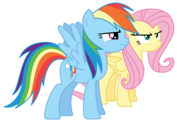 Size: 2747x1888 | Tagged: safe, artist:sketchmcreations, fluttershy, rainbow dash, flutter brutter, g4, angry, frown, inkscape, simple background, transparent background, vector