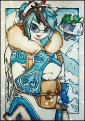 Size: 824x1162 | Tagged: safe, artist:canvymamamoo, oc, oc only, anthro, crossover, drone, mei, overwatch, solo, video game, winter outfit