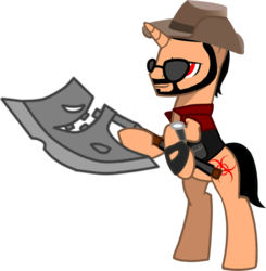 Size: 885x902 | Tagged: safe, ponyfinder, christian brutal sniper, dungeons and dragons, headtaker, parody, pen and paper rpg, rpg, sniper, sniper (tf2), solo, team fortress 2