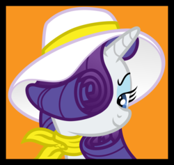 Size: 10553x10000 | Tagged: safe, artist:lucefudu, rarity, g4, absurd resolution, bust, fabulous, female, hair over one eye, hat, looking sideways, neckerchief, portrait, simple background, solo