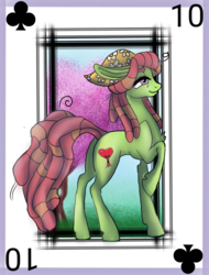 Size: 891x1174 | Tagged: safe, artist:brainiac, tree hugger, earth pony, pony, g4, 10 of clubs, card, female, full body, mare, playing card, solo
