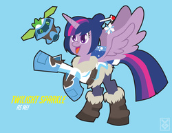 Size: 3300x2550 | Tagged: safe, artist:inspectornills, spike, twilight sparkle, alicorn, pony, g4, crossover, high res, mei, overwatch, roboticization, twilight sparkle (alicorn), twimei