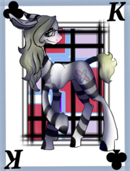 Size: 1556x2048 | Tagged: safe, artist:brainiac, oc, oc only, oc:arieann pentagon, mule, commission, full body, king of clubs, playing card, solo