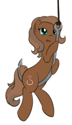 Size: 513x894 | Tagged: artist needed, safe, oc, oc only, oc:bait pony, bait, fishing hook, hook, solo