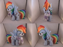 Size: 1597x1199 | Tagged: safe, artist:little-broy-peep, rainbow dash, g4, clothes, irl, photo, plushie, scarf, solo