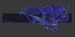 Size: 1800x900 | Tagged: safe, artist:runeaxdoodles, princess luna, g4, curved horn, female, horn, solo, unshorn fetlocks