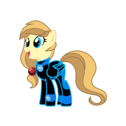 Size: 1152x1152 | Tagged: safe, artist:motownwarrior01, oc, oc only, oc:alice goldenfeather, blue lantern, blue lantern corps, blue lantern ring, clothes, cosplay, costume, crossover, dc comics, green lantern, green lantern (comic), parody, simple background, solo, transparent background, wristband