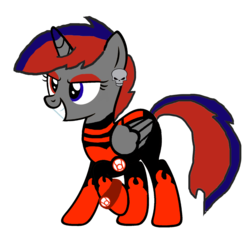 Size: 1152x1152 | Tagged: safe, artist:motownwarrior01, oc, oc only, oc:beelzeskull, alicorn, pony, alicorn oc, clothes, cosplay, costume, crossover, dc comics, ear piercing, earring, green lantern, green lantern (comic), heterochromia, parody, piercing, red lantern, red lantern corps, simple background, skull, solo, transparent background, wristband
