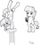 Size: 1713x1869 | Tagged: safe, artist:feralroku, lily longsocks, pony, g4, bipedal, busoshoku haki, handstand, monochrome, one piece, push-ups, solo, traditional art, training