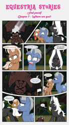 Size: 1919x3465 | Tagged: safe, artist:estories, oc, oc only, oc:möbius, giant spider, pony, unicorn, comic:find yourself, g4, comic, faic, scar