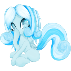 Size: 2000x2000 | Tagged: safe, artist:an-m, oc, oc only, oc:snowdrop, pony, boop, cute, female, floppy ears, high res, self-boop, simple background, sitting, smiling, snowbetes, solo, transparent background, weapons-grade cute