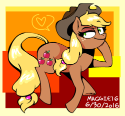 Size: 1300x1200 | Tagged: safe, artist:mushroomcookiebear, applejack, g4, female, heart, solo