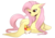 Size: 1300x919 | Tagged: safe, artist:renciel, fluttershy, bird, g4, cute, prone, shyabetes, signature, smiling, solo