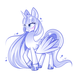 Size: 1200x1200 | Tagged: safe, artist:ipun, oc, oc only, alicorn, pony, alicorn oc, blushing, female, heart, heart eyes, mare, simple background, smiling, solo, transparent background, wingding eyes