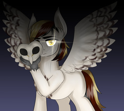 Size: 5669x5102 | Tagged: safe, artist:apple-crumbler, oc, oc only, oc:silent flight, hippogriff, absurd resolution, mask, solo